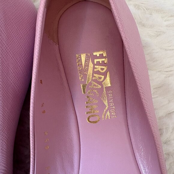 Salvatore Ferragamo Pink Saffiano Ballerinas Varina Flats Bicolor - Picture 8 of 14